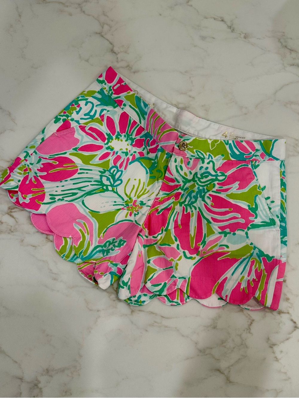 Lilly Pulitzer Buttercup Pink and Green Floral Shorts